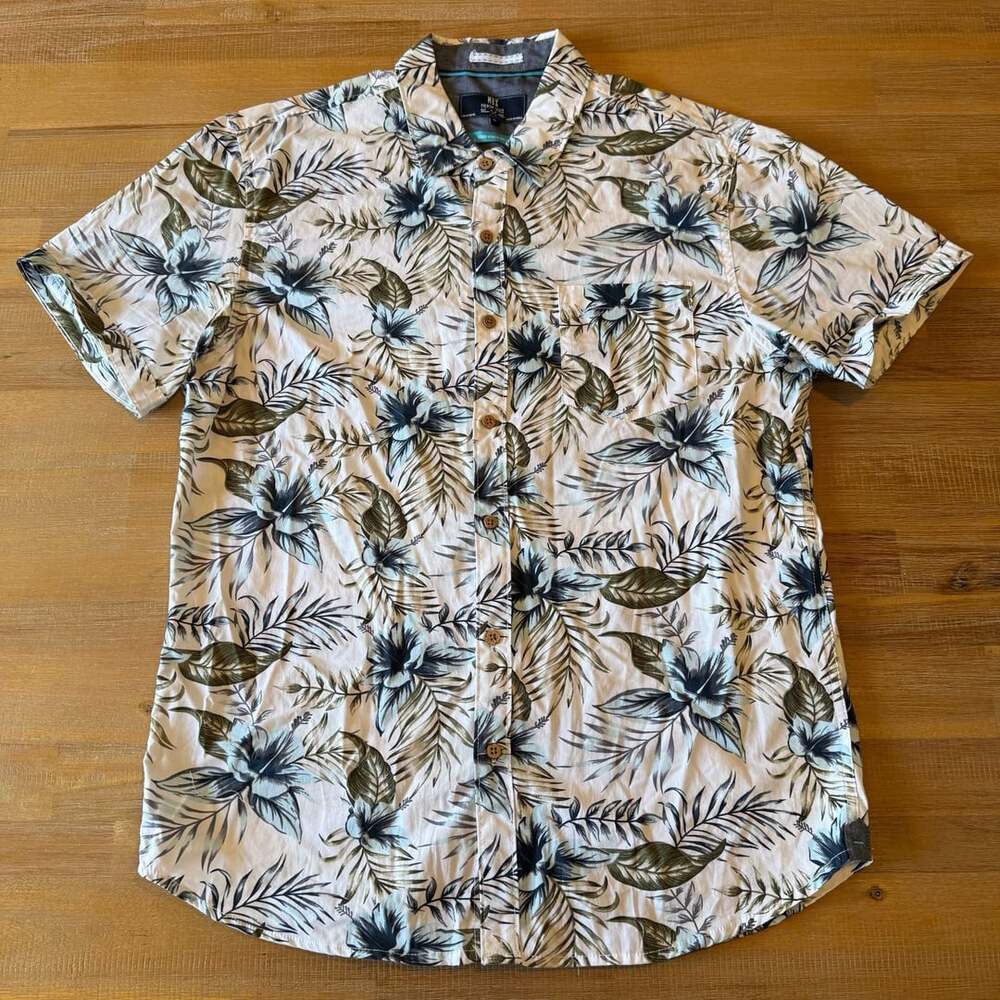 MBX Premium Goods Floral Short Sleeve Button Down Shirt Size Large